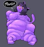  anthro aquamix big_butt black_hair breasts butt catty_(undertale) domestic_cat fangs fat_arms fat_legs felid feline felis female fur grey_background hair looking_at_viewer looking_back love_handles mammal nude obese obese_anthro obese_female open_mouth open_smile overweight overweight_anthro overweight_female purple_body purple_fur purple_tail side_boob simple_background smile tail teeth text undertale_(series) yellow_sclera 
