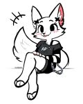  2023 absurd_res anthro arctic_fox arm_warmers armwear blep blush bottomwear canid canine chain chain_jewelry cheek_tuft clothed clothing crossed_legs cute_fangs emanata eyelashes facial_tuft female flip_flops footwear fox fur hi_res inner_ear_fluff jayrnski lgbt_pride mammal off_shoulder pride_colors rainbow_pride_colors sandals shorts signature simple_background sitting solo tail tongue tongue_out transgender_pride_colors tuft white_body white_fur 