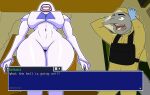  abs anthro big_breasts breasts duo entity_(yiik) female floating genitals humanoid low-angle_view male methados navel nipples pussy small_waist text_box thick_thighs wide_hips yiik:_a_postmodern_rpg 