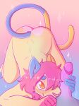  absurd_res anthro blush blush_lines butt catboy duo erection felid feline genitals girly hair hi_res long_hair male male/male mammal murid murine penis pink_hair pink_penis rat rodent sshartfest tail worship yellow_body yellow_eyes 