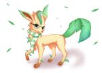  blue_eyes canid canine eeveelution eyewear fan_character female feral fluffy fox fur generation_4_pokemon glasses grass joeumbre leaf leafeon lucky_(emberumbre) mammal nintendo plant pokemon pokemon_(species) quadruped scarf shaded solo 