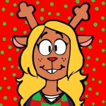  anthro clothed clothing creator_ant deer deltarune dotted_background female hair hi_res long_hair mammal noelle_holiday pattern_background simple_background smile solo undertale_(series) 