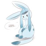  ambiguous_gender eeveelution generation_4_pokemon glaceon nintendo pokemon pokemon_(species) sad simple_background sitting solo speech_bubble tsurikichiyuyu white_background 