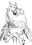  anthro avian bird blush cuddling duo embrace eyes_closed hi_res hug male male/male monochrome nude owl parrot queblock sketch wings 