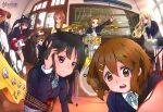  6+girls akiyama_mio animal_ears animehamsterofficial arm_up bass_guitar black_hair blonde_hair brown_eyes brown_hair cat_ears chalkboard collar commentary cymbals door drum drum_set drumsticks electric_guitar english_commentary fisheye glasses grin guitar hair_ornament hairpin hirasawa_ui hirasawa_yui holding holding_instrument instrument k-on! keyboard_(instrument) kotobuki_tsumugi long_hair long_sleeves looking_at_viewer manabe_nodoka multiple_girls multiple_hairpins nakano_azusa open_mouth outstretched_arm pleated_skirt poster_(object) school_uniform short_hair skirt sliding_doors smile standing suzuki_jun tainaka_ritsu watermark window yamanaka_sawako 