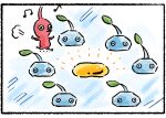  ambiguous_gender anthro colored comic_panel elemental_creature flora_fauna group ice ice_pikmin kino_takahashi nectar nintendo pikmin pikmin_(species) plant red_pikmin running text 