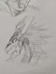  absurd_res achak-claw anthro drachetype feathers graphite_(artwork) hi_res male monochrome omakase123 pencil_(artwork) solo synth_(vader-san) traditional_media_(artwork) 