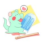  &lt;3 2023 anthro biped blue_body bobo_(gamba_no_bouken) chibi food gamba_no_bouken gamba_no_bouken_(series) hikari_gamba japanese_text licking mammal micro mouse murid murine popsicle rodent solo text tongue tongue_out 