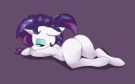  anthro artist_name blue_eyes equid equine eyelashes eyeshadow female friendship_is_magic hair hasbro hidden-cat hooves horn looking_back lying makeup mammal my_little_pony on_front purple_hair purple_tail quadruped rarity_(mlp) solo tail unicorn unicorn_horn white_body 