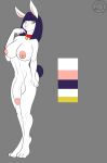  2017 3_toes alternate_color anthro areola balls big_breasts big_penis breasts butt collar collar_only collar_tag color_swatch digital_media_(artwork) feet flaccid frown fur genitals glans grey_background gynomorph hair intersex justathereptile lagomorph leporid lera_(rafaeltheechidna) looking_at_viewer mammal model_sheet nipples nude penis pink_areola pink_glans pink_nipples pink_nose purple_hair rabbit rafaeltheechidna red_collar simple_background solo tail toes watermark white_body white_fur yellow_eyes 