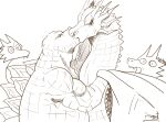  barazoku biceps dragon duo godzilla godzilla_(series) horn kaiju king_ghidorah kissing male male/male monster muscular muscular_male pinumontbalou scalie spikes spikes_(anatomy) toho wings 
