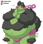  2023 anthro anthrofied belly big_belly bulge clenched_teeth clothed clothing ellipsis fur generation_9_pokemon hair hi_res legendary_pokemon male narrowed_eyes navel nintendo obese obese_anthro obese_male okidogi overweight overweight_anthro overweight_male patreon pokemon pokemon_(species) pokemorph simple_background solo standing stompsthecroc teeth text thick_thighs thinking topless topless_anthro topless_male tuft twitch.tv underwear underwear_only url watermark white_background 