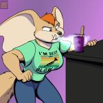  1:1 anthro big_breasts big_ears black_nose breasts clothed clothing female foxenawolf fur hair mammal orange_hair solo tan_body tan_fur tusks unknown_species 
