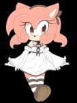  1girl alternate_costume amy_rose artist_request black_background black_hairband brown_eyes furry furry_female hairband hedgehog long_sleeves looking_at_viewer non-web_source solo sonic_(series) source_request 
