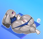  absurd_res anthro anus big_butt butt clothing curvy_figure disney female hi_res huge_butt judy_hopps juki_zu lagomorph leporid looking_at_viewer mammal panties rabbit rodent simple_background solo thick_thighs underwear voluptuous wide_hips zootopia 