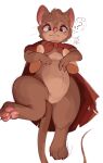  absurd_res anthro blue_eyes brown_body brown_fur buckteeth cape cape_only carrying_another clothing disembodied_finger don_bluth featureless_crotch female fur hi_res looking_at_viewer mammal mostly_nude mouse mrs._brisby murid murine pawpads pink_nose question_mark rodent simple_background solo teeth the_secret_of_nimh tohupo whiskers 
