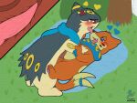  anal bodily_fluids buizel eeveelution generation_2_pokemon generation_4_pokemon genital_fluids hi_res hybrid_pokemon male nintendo plant pokemon pokemon_(species) precum quilava synge syngie_(artist) tree umbreon 