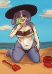  anthro beach black_nose breasts bucket clothing container d13w0tt(artist) dogs_in_space female food fur grey_body grey_fur gris_swimsuit hi_res licking meme meme_clothing narrowed_eyes netflix nomi_(dogs_in_space) one-piece_swimsuit popsicle popsicle_melting sand seaside shovel solo summer_hat swimwear tongue tongue_out tools translucent translucent_clothing translucent_swimwear white_body white_fur 