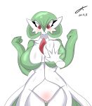  absurd_res big_breasts blush breast_grab breasts butt_from_the_front disembodied_hand eyelashes featureless_crotch female gardevoir generation_3_pokemon green_body green_hair hair hand_on_breast hi_res huge_breasts humanoid killer._ez nintendo pokemon pokemon_(species) red_eyes simple_background solo thick_thighs white_background white_body wide_hips 