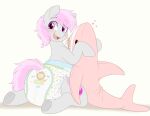  &lt;3 big_diaper blush clothed clothing diaper diaper_fetish diaper_only earth_pony equid equine fan_character feral fish fur grey_body grey_fur hair hasbro horse kneeling looking_at_viewer male mammal marine multicolored_hair my_little_pony pink_eyes pink_hair plushie pony poofy_diaper quadruped shark shuphle simple_background topless two_tone_hair two_tone_tail wearing_diaper white_background 