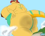  anthro big_breasts big_butt breasts butt dragon female hi_res huge_breasts huge_butt landscape_dwarfing low-angle_view macro milena(jaro) nude orange_body orange_scales overweight rear_view scales solo sr71beta thick_thighs wide_hips 