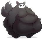  2022 anthro belly big_belly biped canid canine changed_(video_game) digital_media_(artwork) floofymeister fur hi_res male mammal moobs morbidly_obese morbidly_obese_anthro navel nude obese obese_anthro overweight overweight_anthro overweight_male puro_(changed) simple_background solo thick_thighs wide_hips 