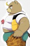  absurd_res animal_crossing anthro beaver belly blonde_hair blue_eyes blush brown_body brown_fur bulge butt c.j._(animal_crossing) chameleon clothing duo flick_(animal_crossing) flustered fur hair hi_res hisashino hoodie horn lizard male male/male mammal meme nintendo overweight red_body red_scales reptile rodent scales scalie tight_pants_(meme) topwear vest 