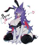  anthro breasts clothed clothing fake_ears female generation_1_pokemon gengar hair hi_res nintendo pokemon pokemon_(species) purple_hair simple_background solo togetoge white_body 