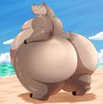  2023 anthro beach belly big_belly big_butt butt cloud common_hippopotamus dreamworks ears_up female gloria_the_hippopotamus hi_res hippopotamid looking_at_viewer looking_back madagascar_(series) mammal morbidly_obese morbidly_obese_anthro morbidly_obese_female mouth_closed nude obese obese_anthro obese_female outside overweight overweight_anthro overweight_female rear_view robthehoopedchipmunk sand seaside short_tail sky smile smiling_at_viewer solo standing tail thick_thighs water 