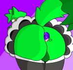  ambro_rainfall anal anal_beads anal_masturbation anthro anus backsack balls big_butt big_tail butt canid canine clothing fox genitals green_body hi_res maid_uniform male mammal masturbation otto_zoares pink_anus sex_toy shaded simple_background simple_drawing simple_shading solo surprise tail uniform yellow_eyes 