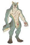  abs anthro balls biceps biped canid canine canis claws fangs flaccid fur genitals green_body green_fur hi_res humanoid_genitalia humanoid_penis looking_at_viewer male mammal muscular muscular_anthro muscular_male nipples nude pawpads paws pecs penis rossciaco scar simple_background solo standing tail teeth toe_claws tuft were werecanid werecanine werewolf white_background white_body white_fur wolf 
