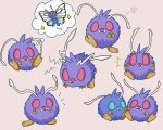  alternate_color animal_focus antennae butterfree des_toroyah expressions fangs fighting_stance heart no_humans pink_background pokemon pokemon_(creature) purple_fur red_eyes shiny_pokemon simple_background sparkle surprised thought_bubble venonat 