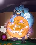  2021 4:5 absurd_res air_puff belly big_belly black_body black_legs blue_body building curtains curtains_open exclamation_point generation_4_pokemon halloween hand_on_stomach hi_res holidays hose_in_butt house implied_popping inflation inflation_fetish jack-o&#039;-lantern knife lucario nintendo pokemon pokemon_(species) pumpkin_belly question_mark serp-i-molod twitter_handle window 