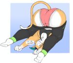  absurd_res anthro big_butt blush bottomwear breasts butt clothed clothing digital_media_(artwork) female flexible fur furr3ak haplorhine hi_res mammal monkey pants primate simple_background smile solo text underwear upside_down wide_hips yoga_pants 