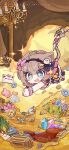  1girl absurdres animal animal_ear_fluff animal_ears bug butterfly can_(honkai_impact) candle cat cat_ears cat_girl cat_tail chibi chinese_commentary coin elysia_(honkai_impact) eta gold heterochromia highres honkai_(series) honkai_impact_3rd light_brown_hair mask official_alternate_costume official_art official_wallpaper open_mouth own_hands_together pardofelis_(honkai_impact) pink_ribbon ribbon star_(symbol) stuffed_animal stuffed_toy tail white_cat 