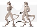 ambiguous_gender anthro barefoot claws feet hi_res kredri lore model_sheet nude paws pose reference_image simple_background solo tail toe_claws yaraga 