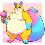  anthro chubby_male food food_creature hybrid littlemangos male mango_(littlemangos) obese overweight solo 