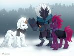  anoraknr blue_eyes broken_horn carrot cloak clothing equid equine food friendship_is_magic hasbro horn mammal my_little_pony my_little_pony:_the_movie_(2017) outside plant scarf snowman tempest_shadow_(mlp) unicorn vegetable yeti 