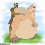  belly big_belly bodily_fluids cudacore cum cum_inflation feet genital_fluids german_shephard happy happy_sex hi_res hyper hyper_belly inflation kangaroo leon macropod male male/male mammal marsupial paws pregnant pregnant_male sex toes 