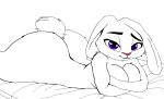  anthro bed big_breasts big_butt breasts butt crossed_arms cute_expression disney female floppy_ears fluffy furniture hi_res humanoid judy_hopps lagomorph leporid lustful_gaze mammal purple_eyes rabbit scut_tail short_tail sketch smile solo tail the_good_guy_two zootopia 