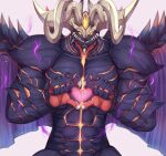  &lt;3 abs anthro biceps bottomwear claws clenched_teeth clothing demon digital_media_(artwork) dragon evomanaphy fire_emblem fire_emblem_sacred_stones fomortiis gesture glowing hand_heart hi_res horn looking_at_viewer male muscular muscular_anthro muscular_male nintendo pants pecs scalie simple_background smile smiling_at_viewer solo teeth triceps 
