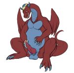  2018 anthro balls belly claws color_edit colored dragon dripping_penis duel_monster egg_shell erection genitals hi_res horn long_neck male masturbation overweight penile penile_masturbation penis ryu-ran scalie small_wings solo third-party_edit western_dragon wings yaroul yu-gi-oh! 