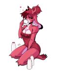  2021 anthro antlers bottle breasts butt claws container drinking duskihorns duskihorns_(character) female hair hair_bun hand_behind_back hangover heart_(marking) hi_res horn kneeling lagomorph leporid mammal milk milk_bottle nightgown paws rabbit seiza signature simple_background sitting solo tuft 