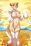  anthro blue_eyes breasts capcom cosplay crossover crossover_cosplay damn_lasso_tool darkstalkers disney felicia_(darkstalkers) felid female fur hi_res lion mammal nala_(the_lion_king) pantherine solo tail the_lion_king yellow_body yellow_fur 