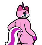  anthro big_butt butt collar collar_only equid equine felid feline female horn hybrid looking_back makeup mammal minigoat nude pink_body solo tail the_lego_movie thick_thighs unicorn unikitty unikitty! 