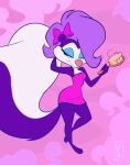  anthro bedroom_eyes birchly bow_ribbon brush eyeshadow female fifi_la_fume fur hairbrush makeup mammal mephitid narrowed_eyes nightgown purple_body purple_fur seductive skunk solo tiny_toon_adventures warner_brothers 