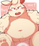  2023 5_fingers 96tning anthro belly big_belly blush bulge clothing fingers kemono lagomorph leporid male mammal navel overweight overweight_male rabbit sitting solo text underwear 