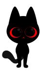  ambiguous_gender big_eyes black_body domestic_cat felid feline felis gooblie_2 hi_res looking_at_viewer mammal red_mouth red_sclera silly simple_background solo tail toony white_background 