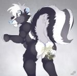  anthro anus butt container duo fart fart_fetish farting_on_another hi_res jar kaden_(luniethewolf66) looking_down male male/male mammal mephitid micro raised_tail rockyjstinkston skunk skunk_tail slim smelly tail 
