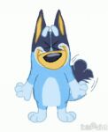  animated anthro blinking blue_body blue_fur bluey_(series) bluey_heeler canid canine canis domestic_dog female fur happy looking_at_viewer low_res mammal marblesfury short_playtime simple_background smile solo tail tail_motion tailwag white_background 